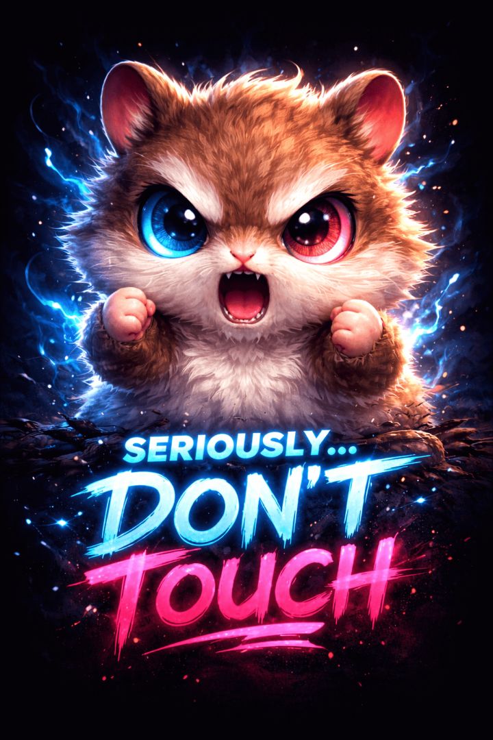Cute Angry Hamster with Giant Eyes – Seriously Don’t Touch Phone Neon Wallpaper wallpaper