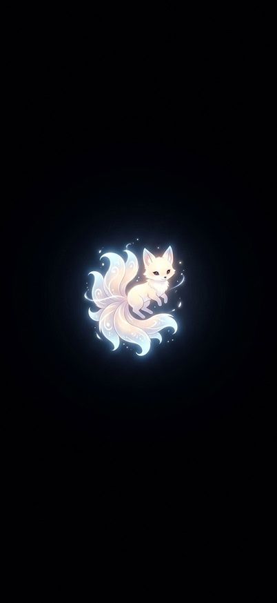 Cute Glowing Fox Minimal Dark AMOLED Mobile Wallpaper wallpaper