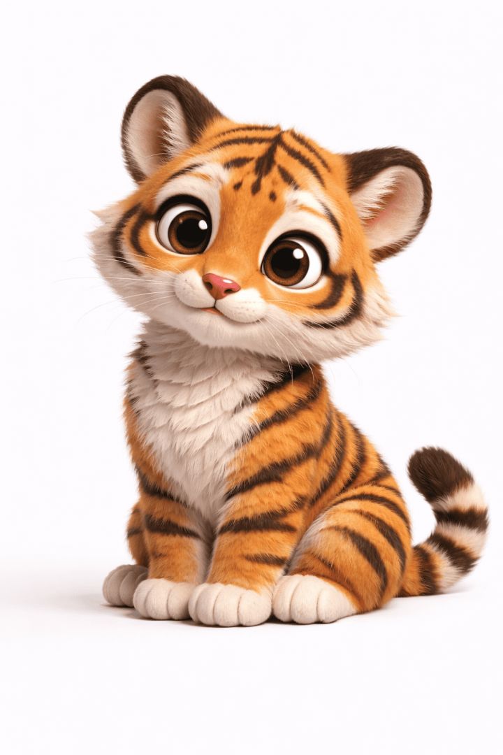 Cute tiger cub in vibrant detail 3d  wallpaper wallpaper