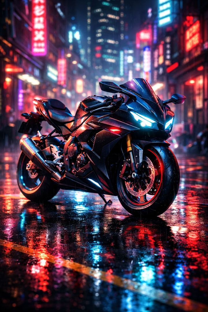 Cyberpunk Sports Bike Neon City 4K HD Mobile Wallpaper wallpaper