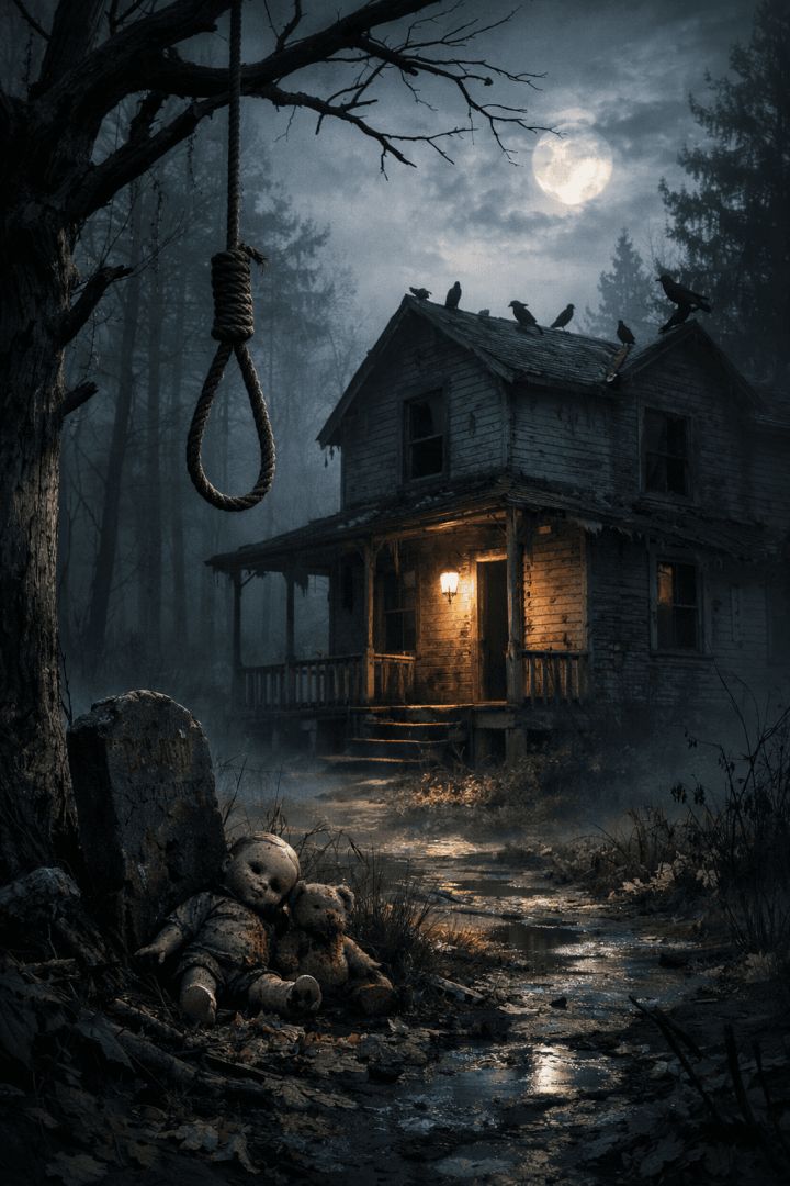 eerie-house-in-a-foggy-forest-horrorwallpaper-patakapix wallpaper