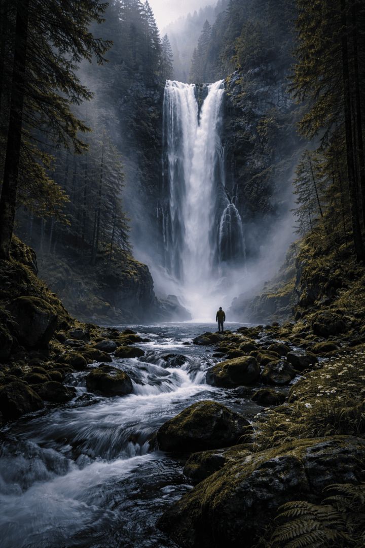 Misty-waterfall-in-a-tranquil-forest-wallpaper-patakapix wallpaper