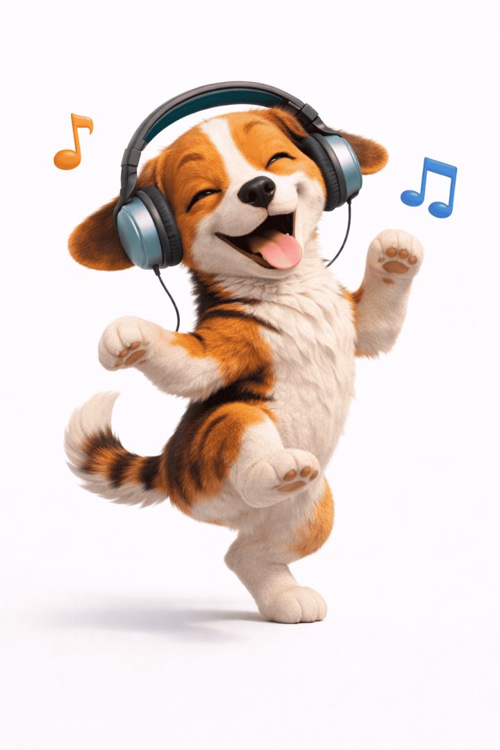 Dancing Beagle with music notes1 3d  wallpaper wallpaper