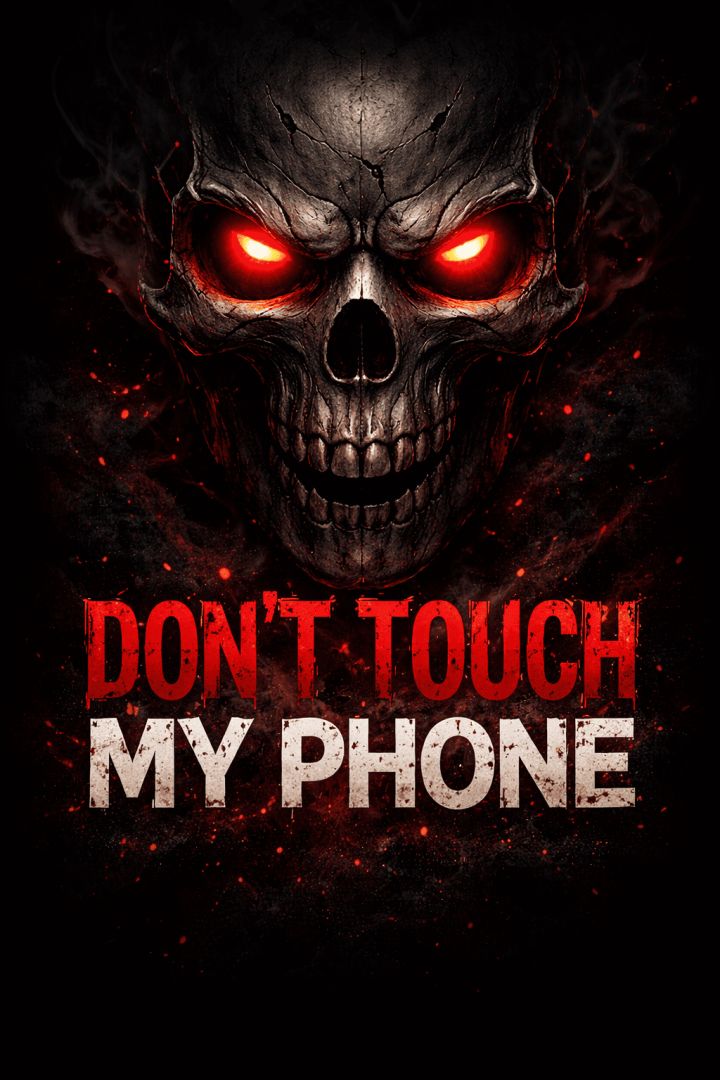 Dark Skull with Glowing Red Eyes – Don’t Touch My Phone AMOLED Wallpaper wallpaper