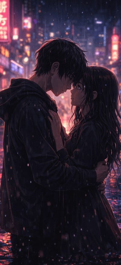 Rainy night in neon embrace iphone wallapper patakapix wallpaper