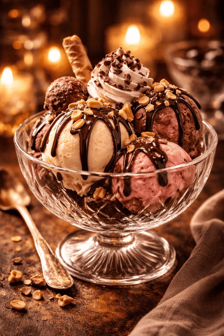 Decadent ice cream sundae delight food wallpaper