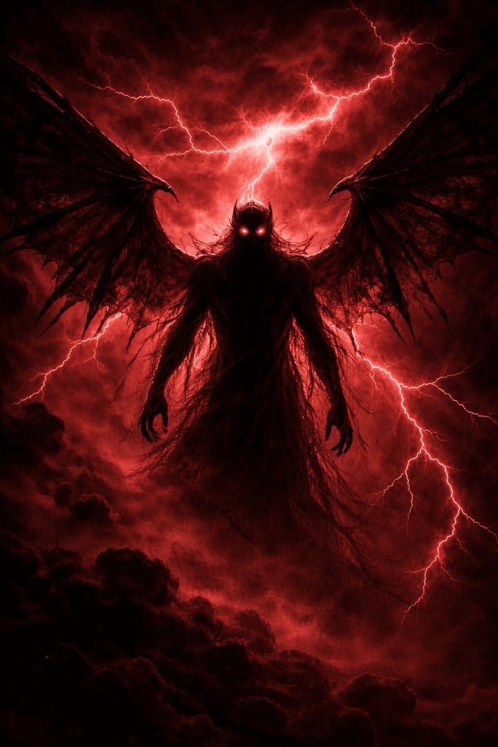 Demon in a stormy sky wallpaper