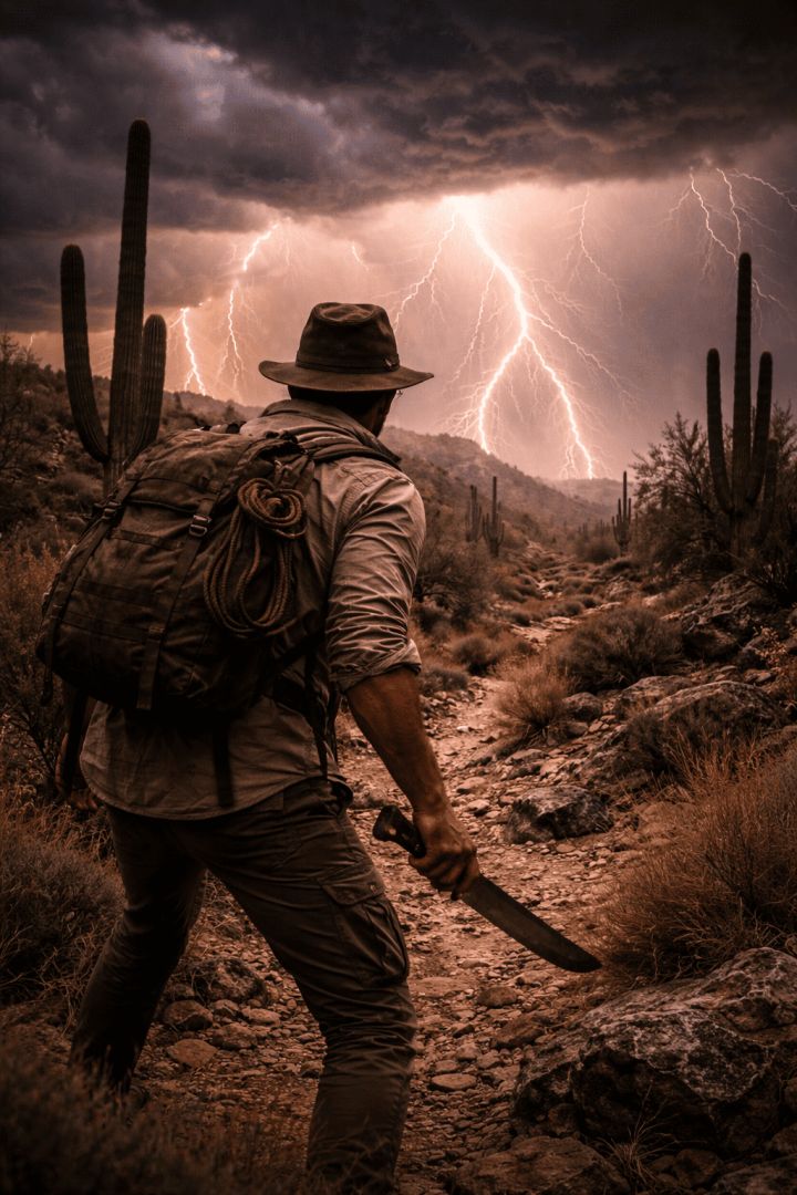Desert storm adventure unfolds ahead wallpaper