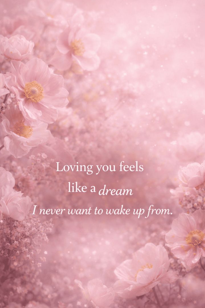 Dreamy pink blooms with heartfelt words wallpaper