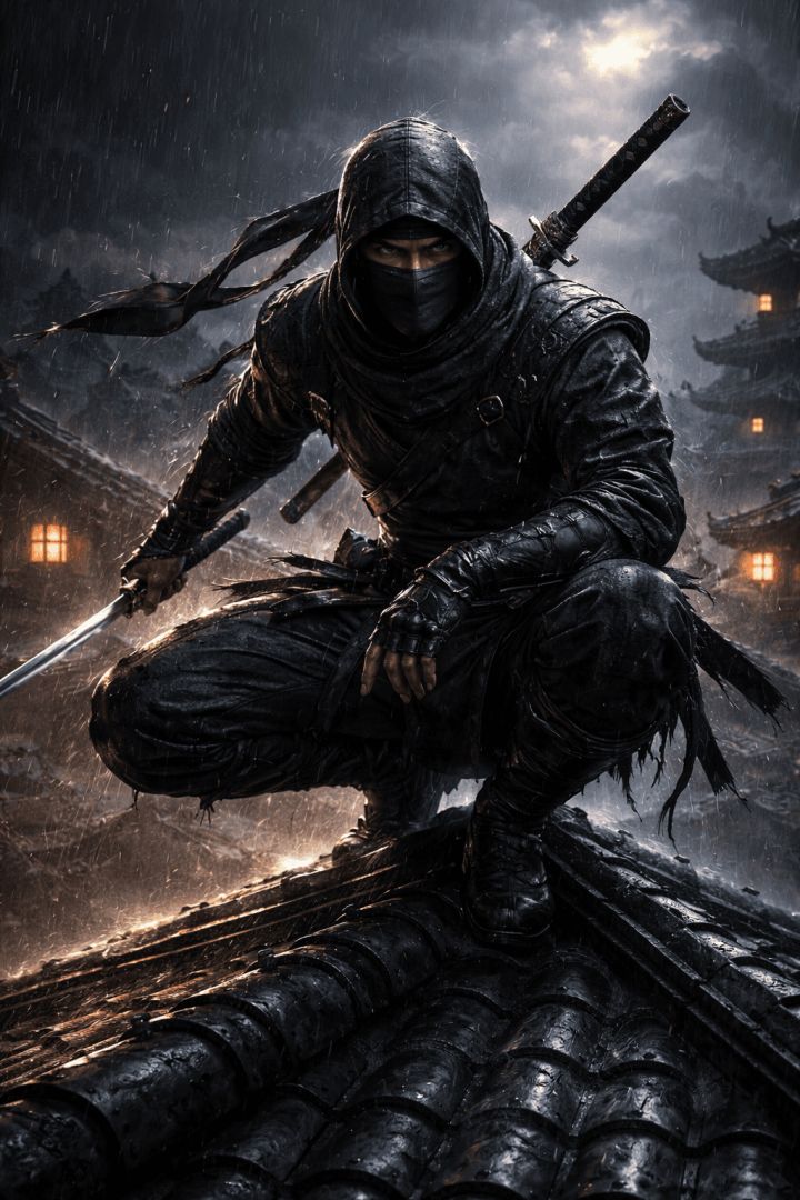 Dark Ninja Warrior Wallpaper  – Realistic Action Art Patakapix wallpaper