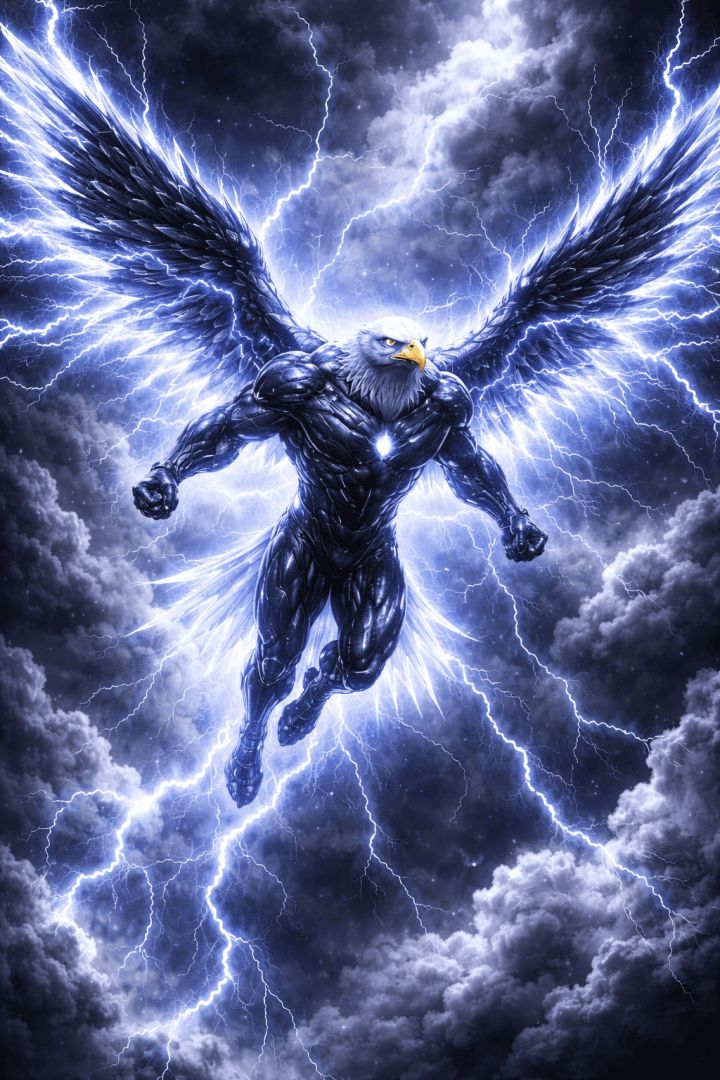 Eagle warrior in a thunderstorm wallpaper