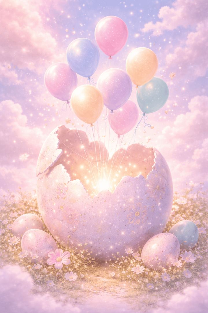Easter egg and pastel balloons floating easter wallpaper wallpaper