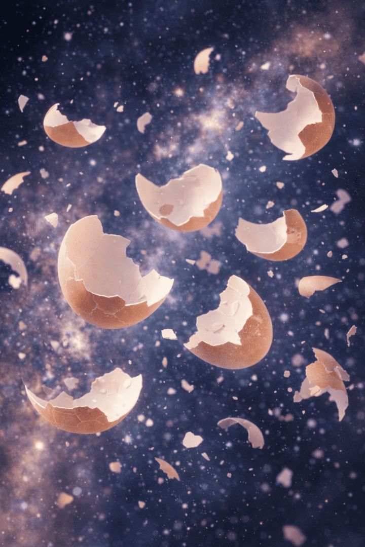 Eggshell fragments in cosmic space wallpaper