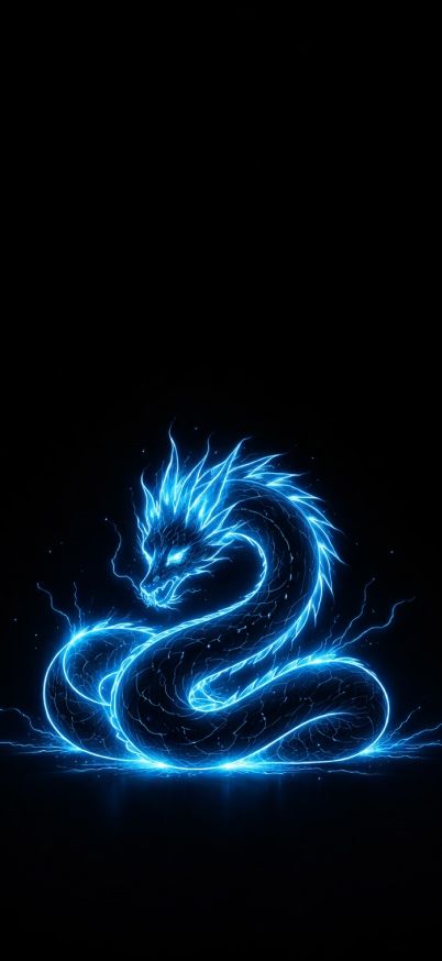 Electric blue dragon in the dark wallpaper