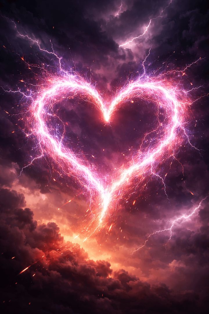 Electric heart in a stormy sky wallpaper