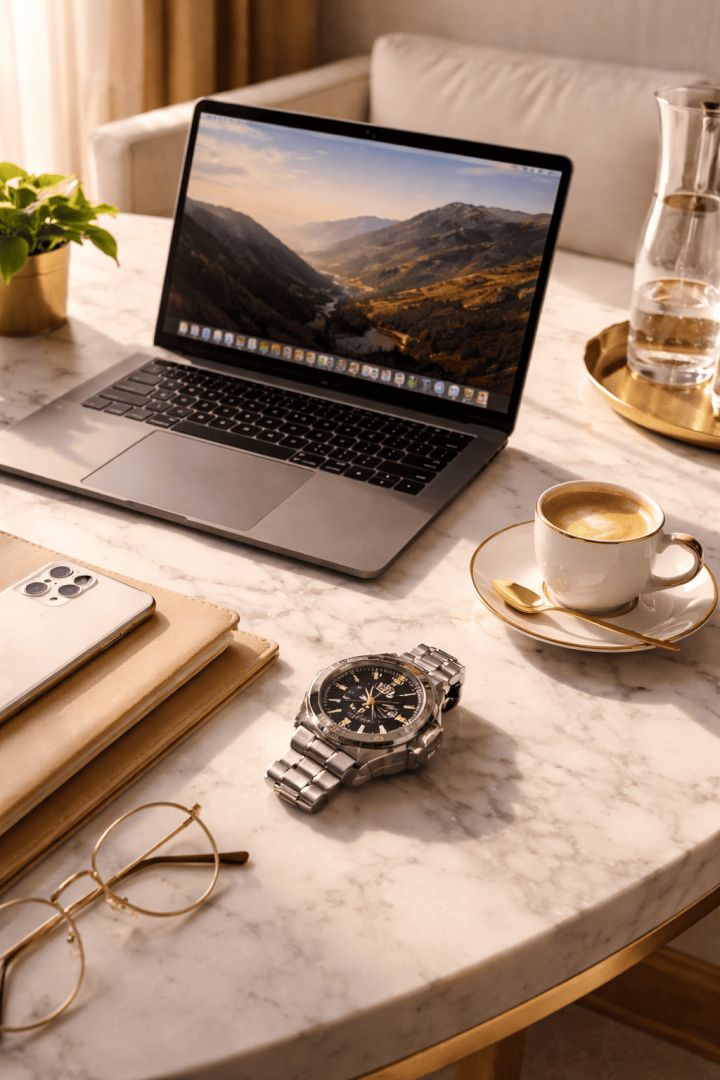 Elegant workspace with luxury details wallpaper