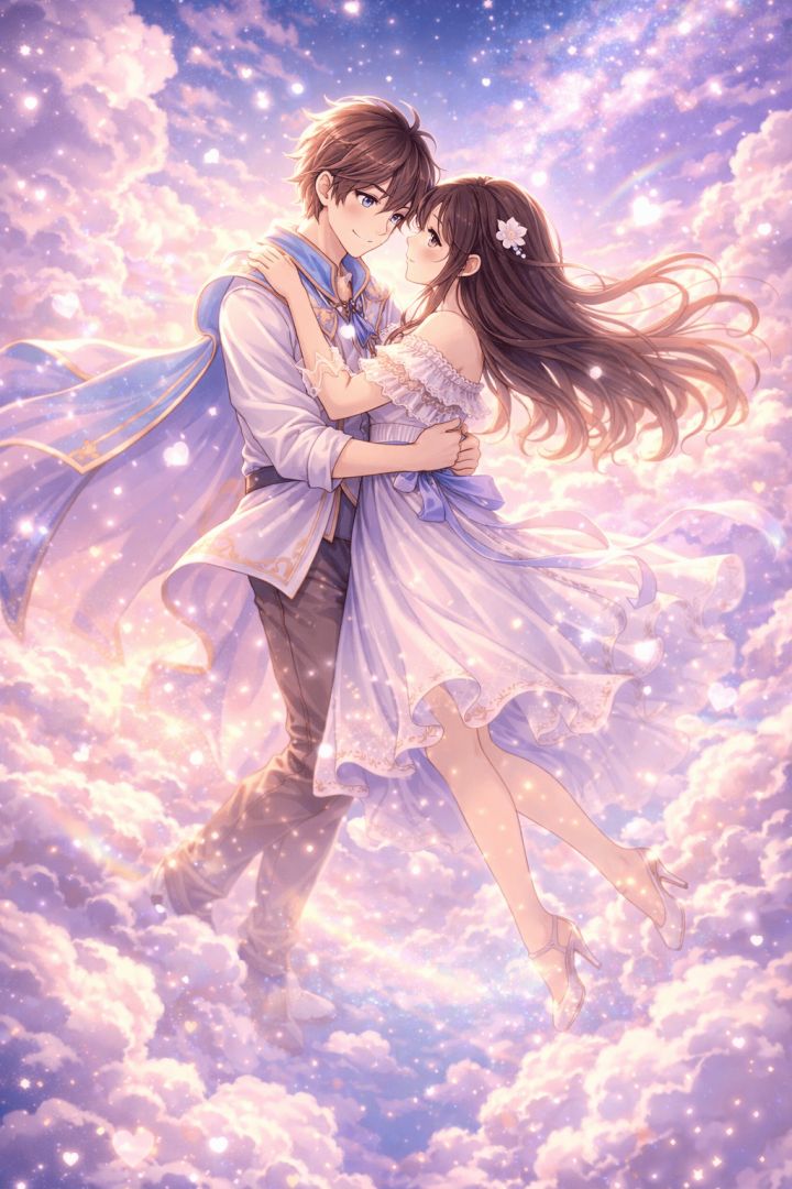 Enchanted embrace in the sky wallpaper