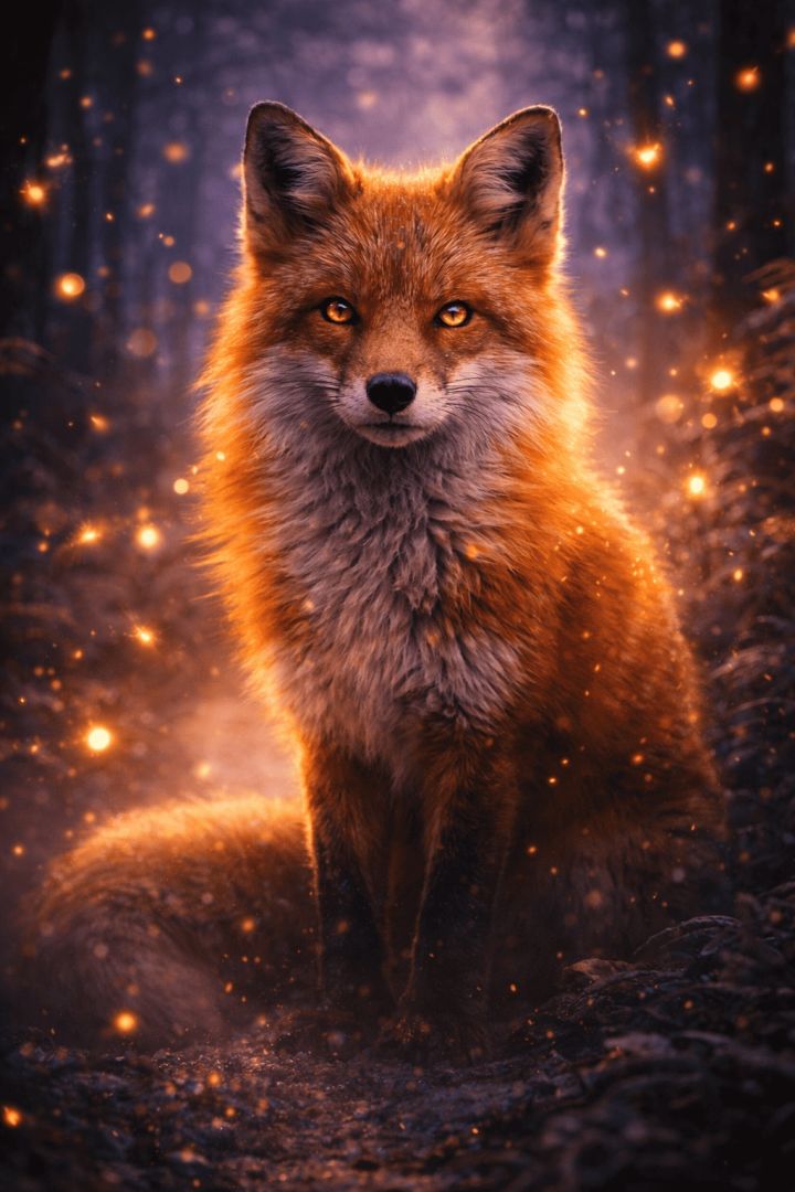 Enchanted fox in twilight mist wallpaper