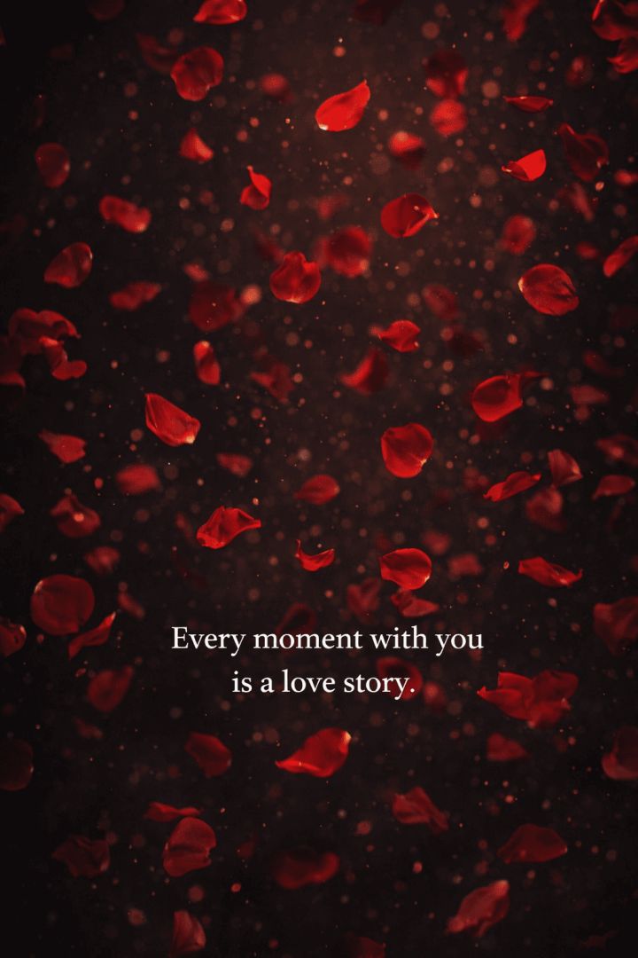 Falling rose petals and love quote wallpaper