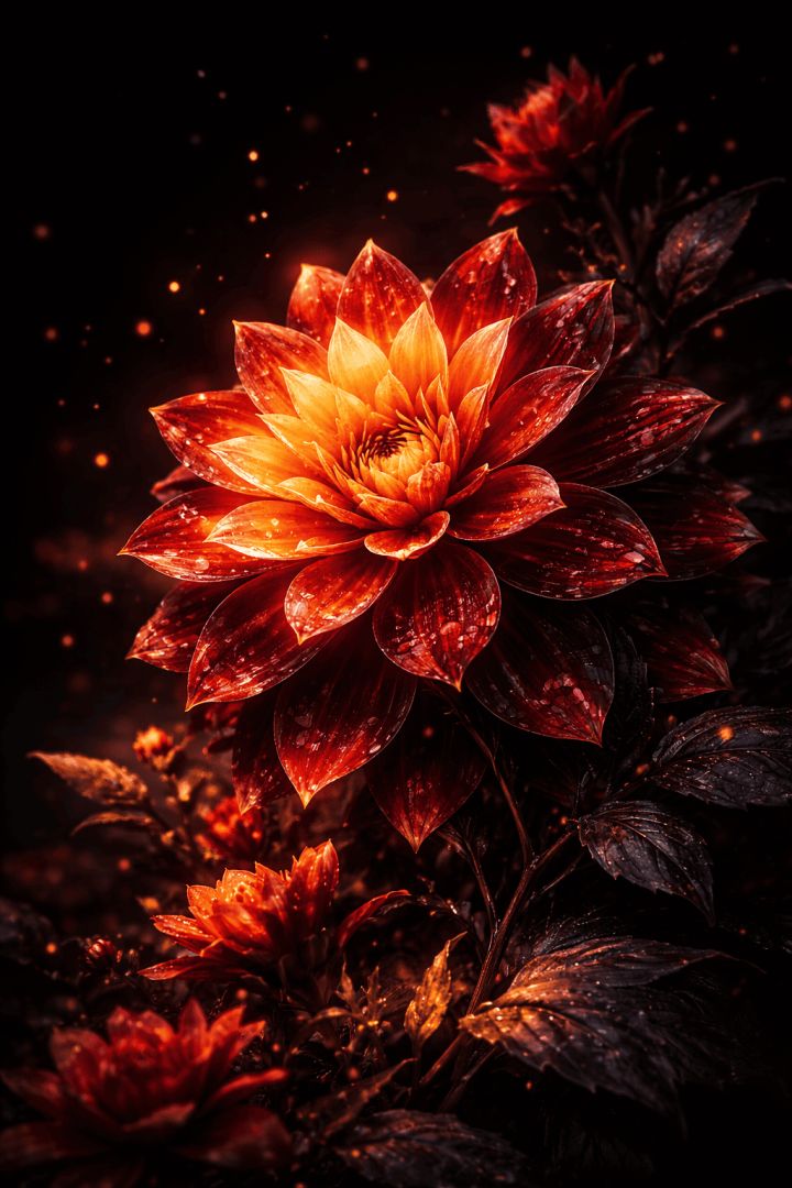 Glowing dahlia in golden light wallpaper patakapix wallpaper
