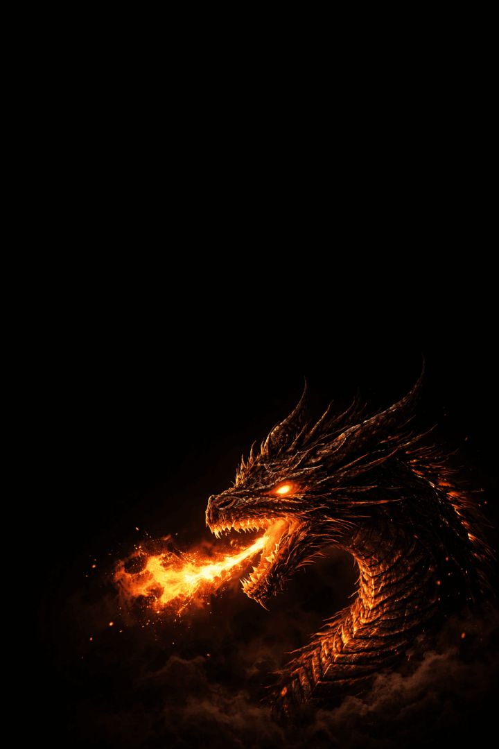 Fierce dragon breathing fire wallpaper