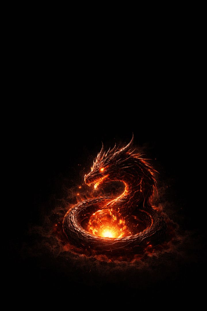 Fiery dragon by molten lava core wallpaper