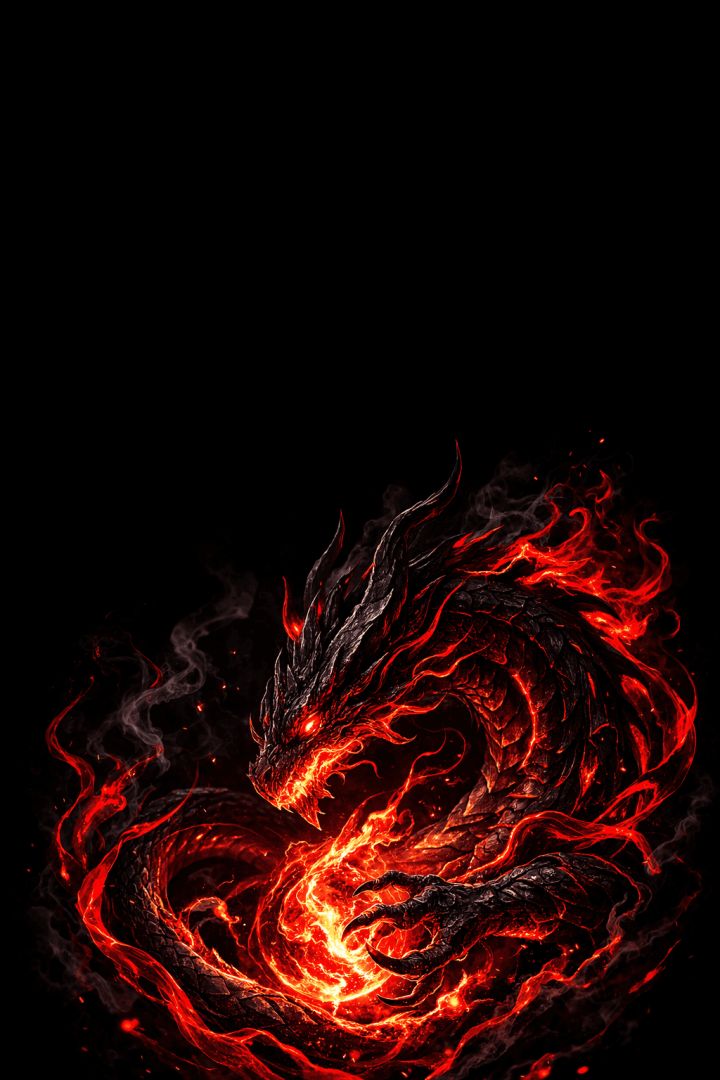 Fiery dragon guarding the ember orb mythic creature wallpaper