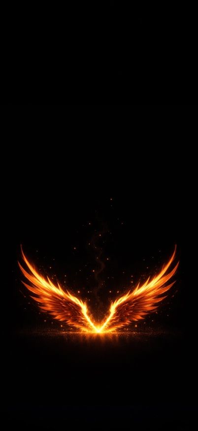 Fiery phoenix wings in the dark wallpaper