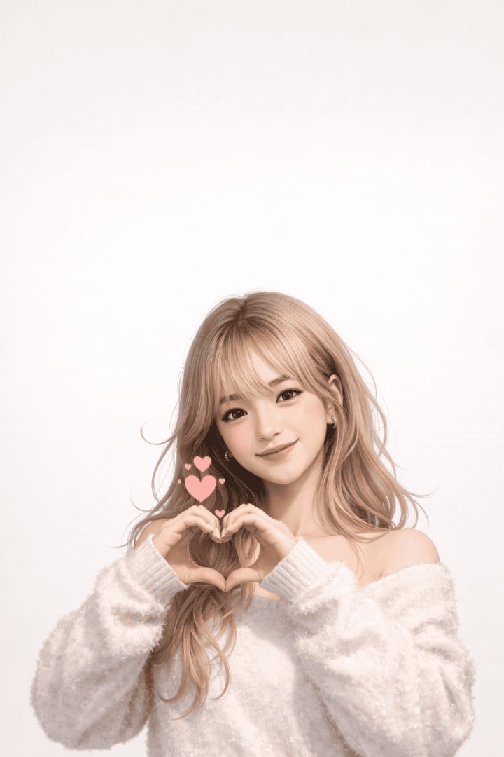 Finger heart with a warm smile actor wallpaper