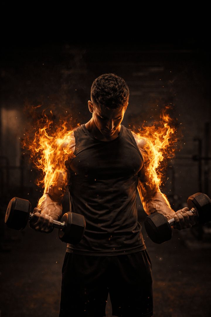 Flames of strength in the gym gym wallpaper