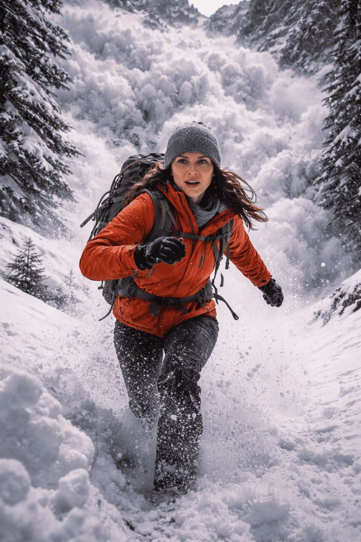 Fleeing the avalanche in Austria wallpaper