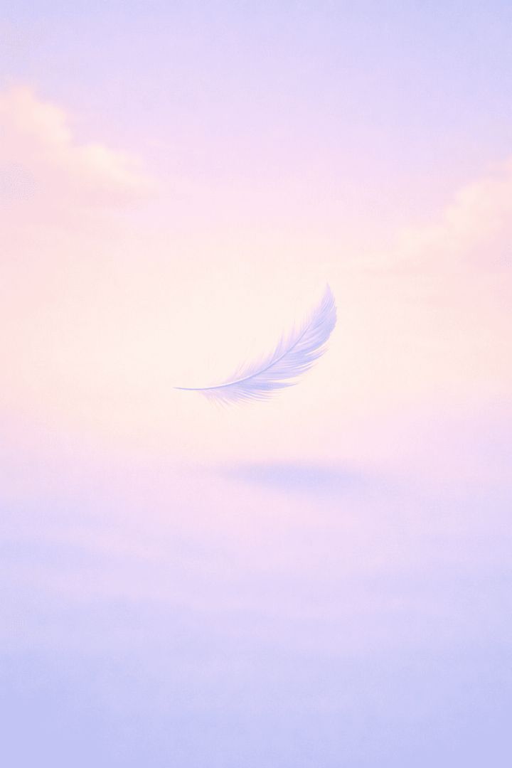 Floating feather in pastel sky wallpaper
