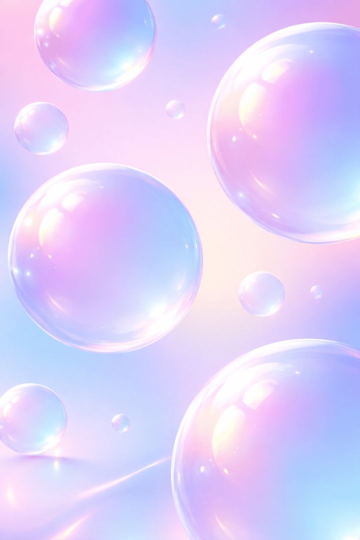 Floating iridescent bubbles in pastels wallpaper