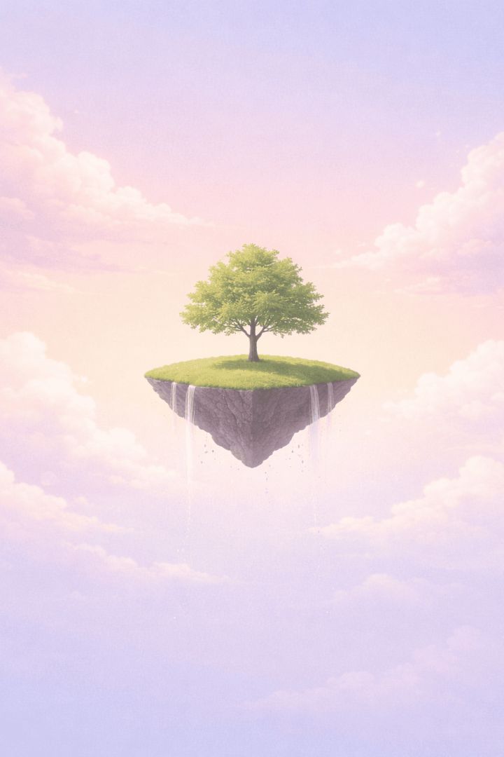 Floating island in a pastel sky wallpaper