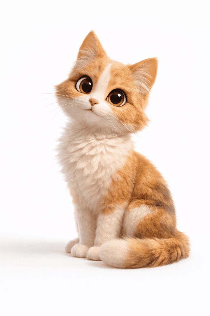 Fluffy cat with curious eyes 3d  wallpaper wallpaper