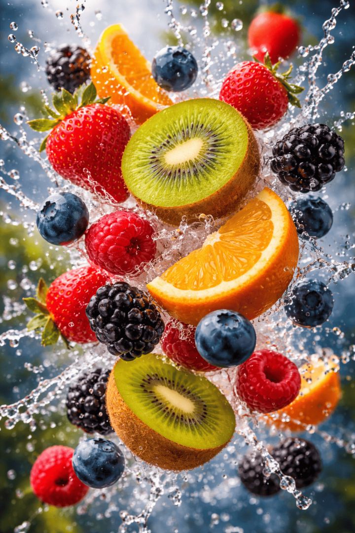 Fruit splash in vibrant motion wallpaper
