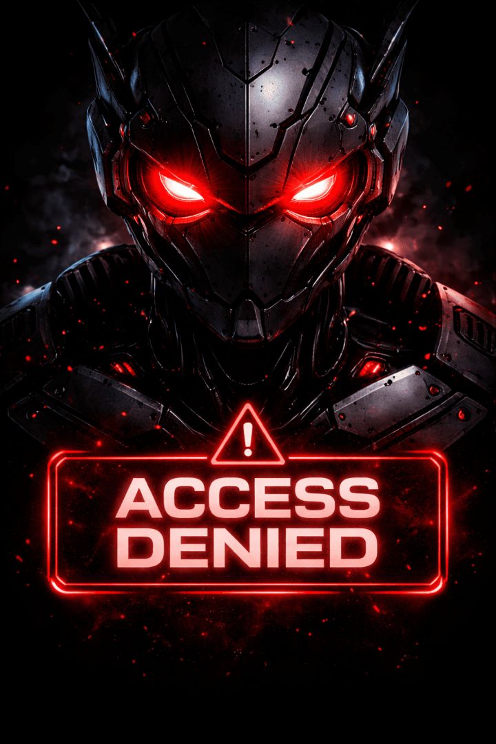 Futuristic Angry Robot with Red LED Eyes – Access Denied AMOLED Wallpaper wallpaper