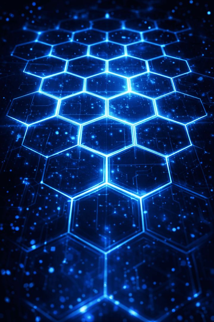 Futuristic glowing hexagonal grid wallpaper