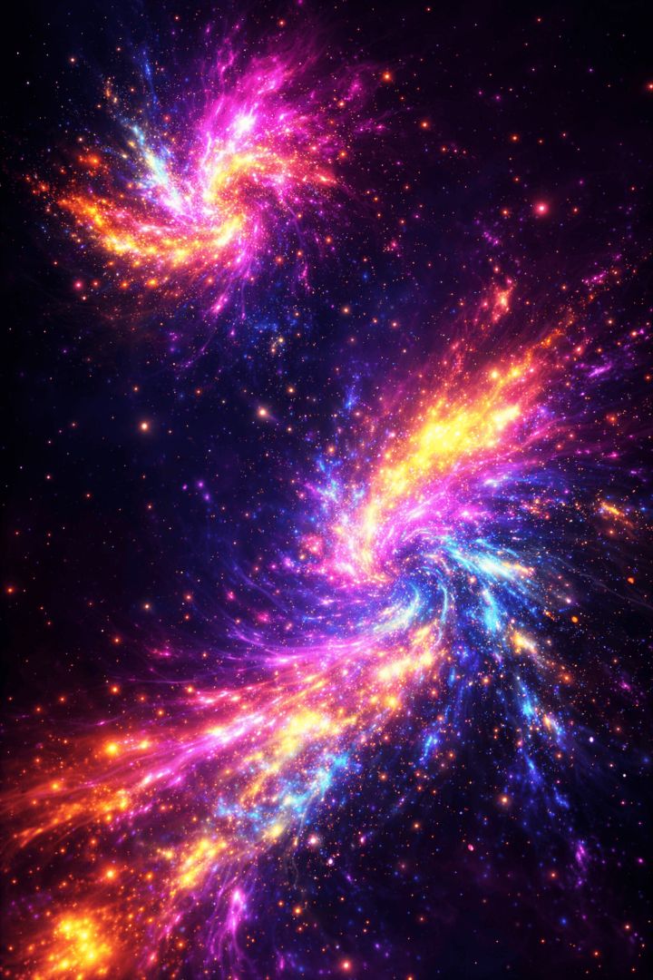 Galactic spark bursts in vibrant hues wallpaper