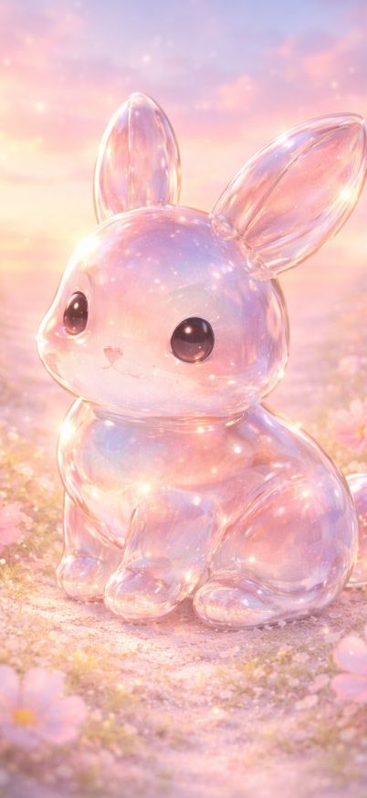 Glass bunny in sunset light wallpaper