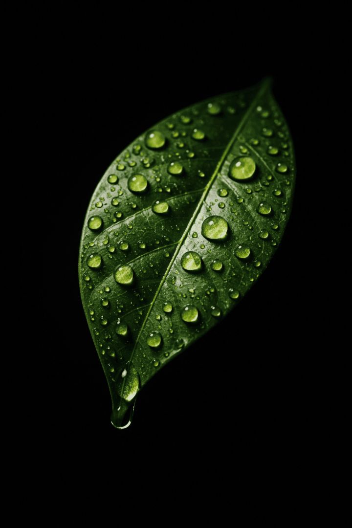 Glistening leaf with water droplets wallpaper