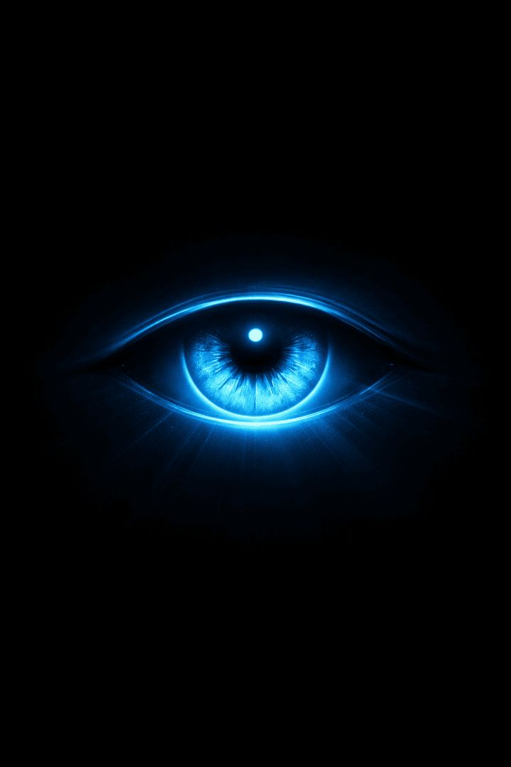 Glowing blue eye in darkness wallpaper