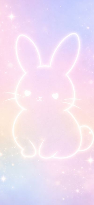 Glowing bunny on pastel sky wallpaper