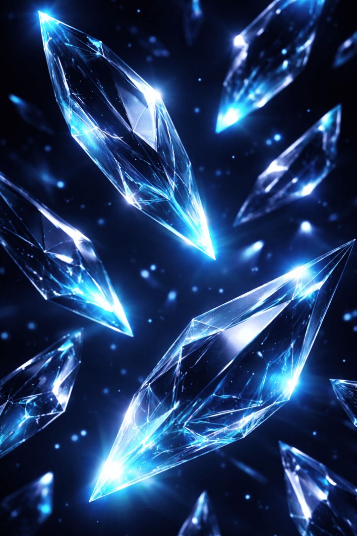 Glowing crystal shards in dark space wallpaper