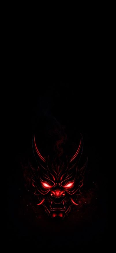 Glowing Hannya mask in the dark wallpaper