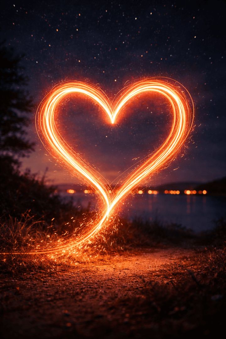 Glowing heart at twilight night wallpaper