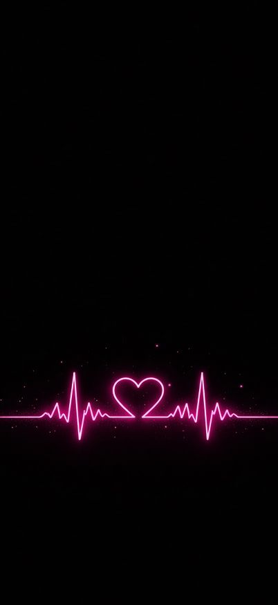 Glowing heart in neon ECG pulse wallpaper