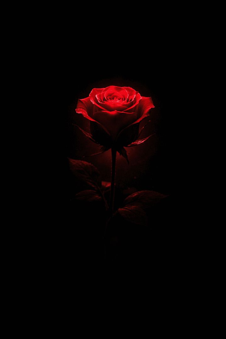 Glowing red rose on dark backdrop wallpaper