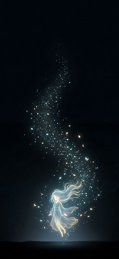 Glowing Spirit Girl Dark AMOLED Mobile Wallpaper 4K wallpaper