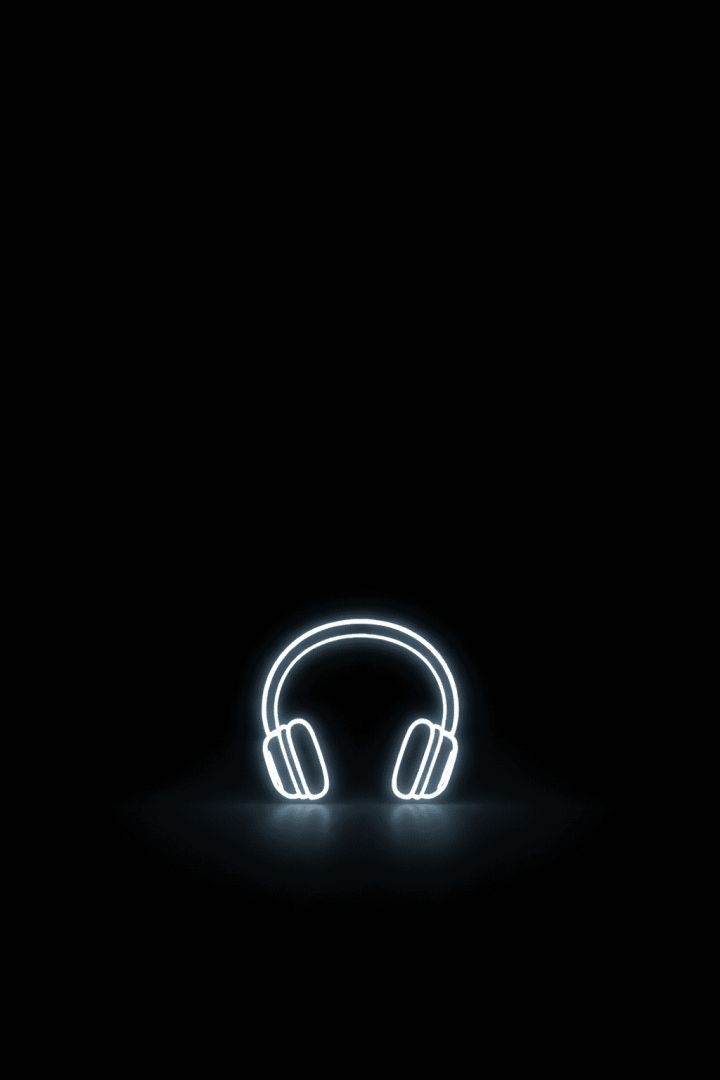 Glowing white headphones on black backdrop music wallpaper